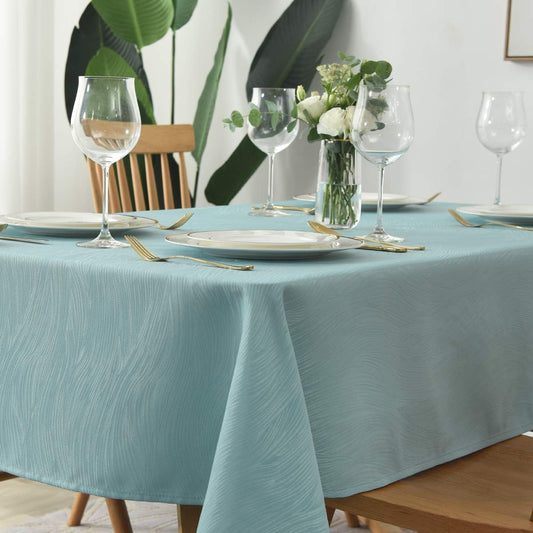 maxmill Jacquard Tablecloth Swirl Design Water Resistance Antiwrinkle Spillproof Heavy Weight Soft Table Cloth for Buffet Banquet Parties Event Holiday Dinner Square 52 x 52 Inch Turquoise