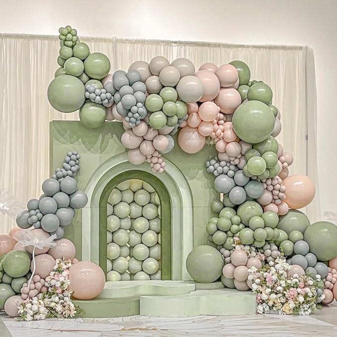 Sage Green Balloons 12 inch, Dusty Green Balloons 50pcs Party Balloons for Wedding Engagement Bridal Baby Shower Birthday Party Decorations