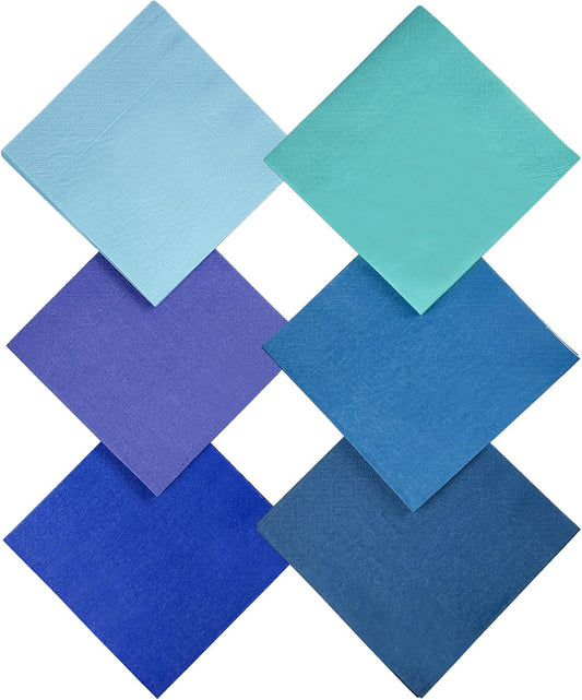 240 Count Dinner disposable Napkins Paper Blue series 6 colorsNapkin for Cocktail Birthday, Wedding, Party, Lunch, Dessert Napkins（5 * 5inch）