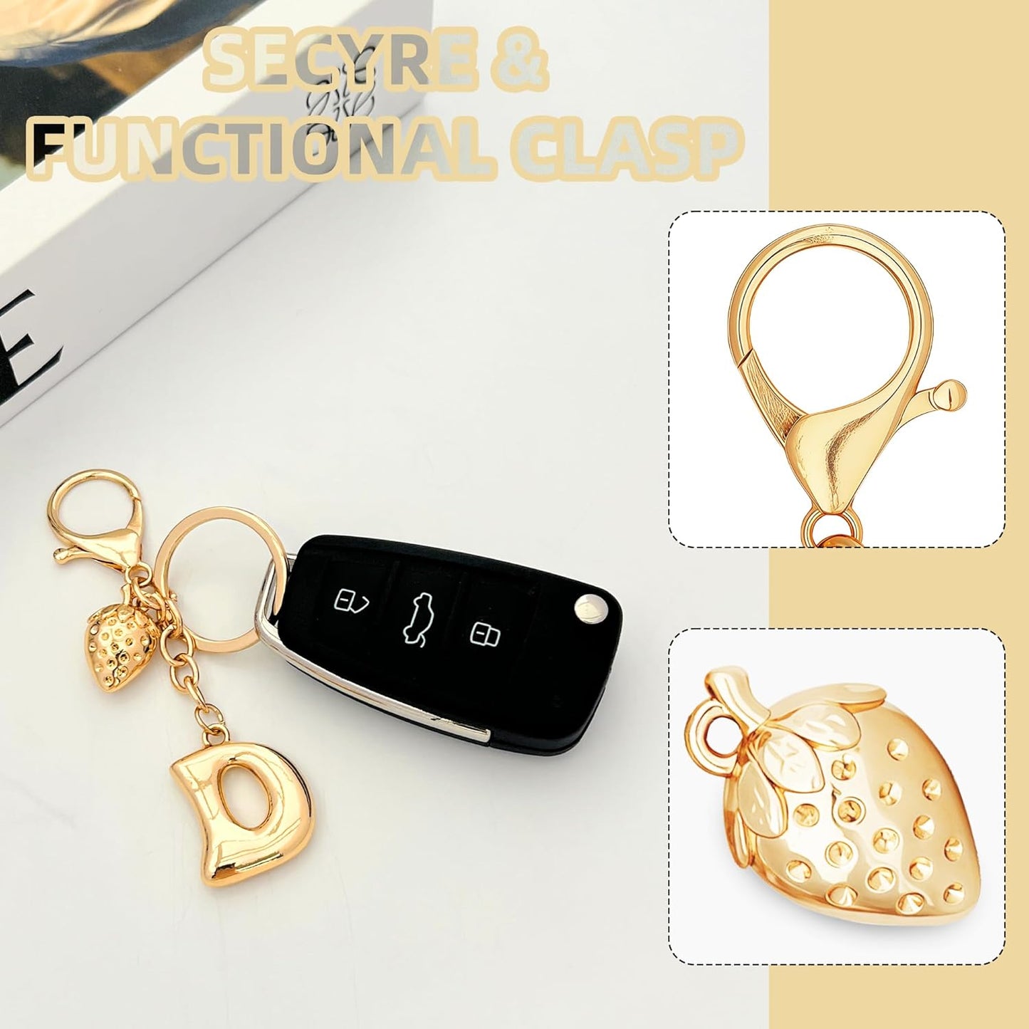 Gold Bubble Heart Initial Bag Charms for Handbags – Cute Initial Letter Keychain for Women, Purse Charms, Gold Gift