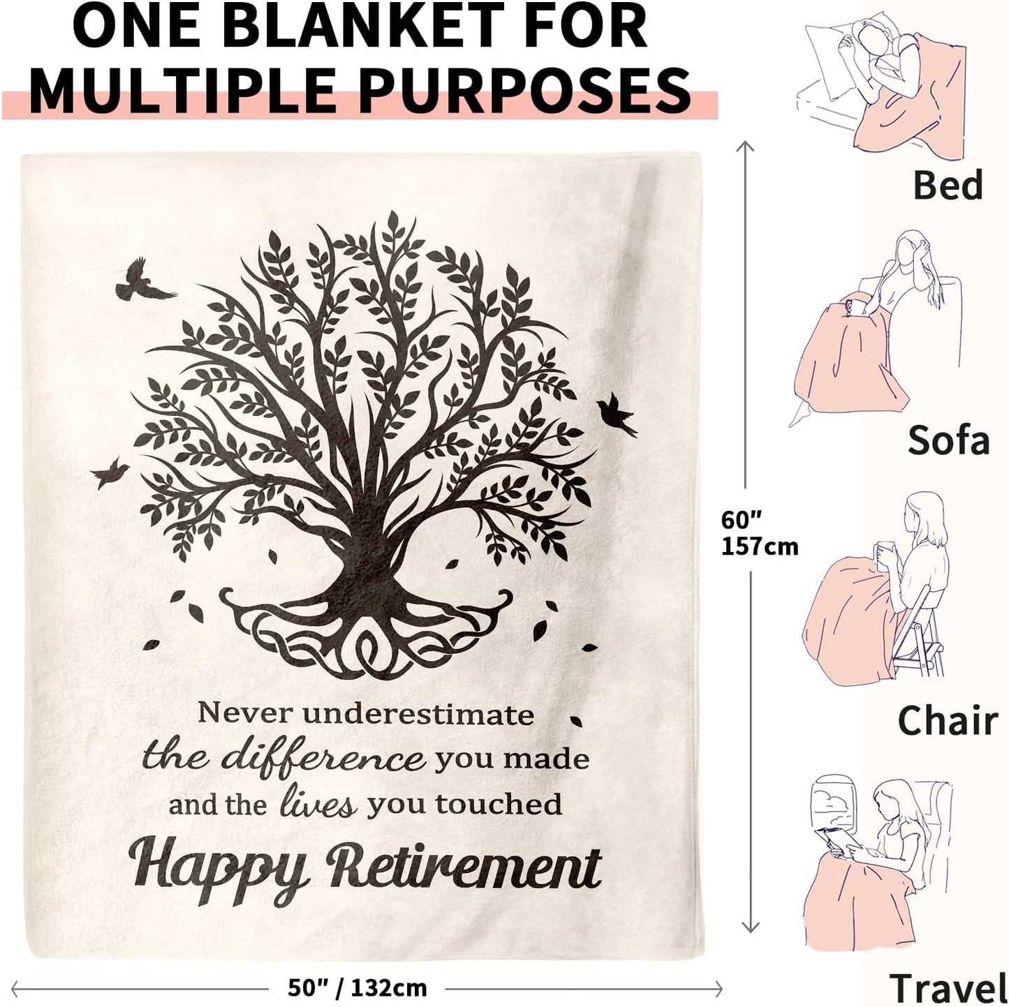 Retirement Gift for Woman Man 2025, Soft Flannel Retirement Blankets for Women Men, Best Retired Gifts for Women Men, Retirement Gifts for Teacher Coworker Friend Nurse Boss