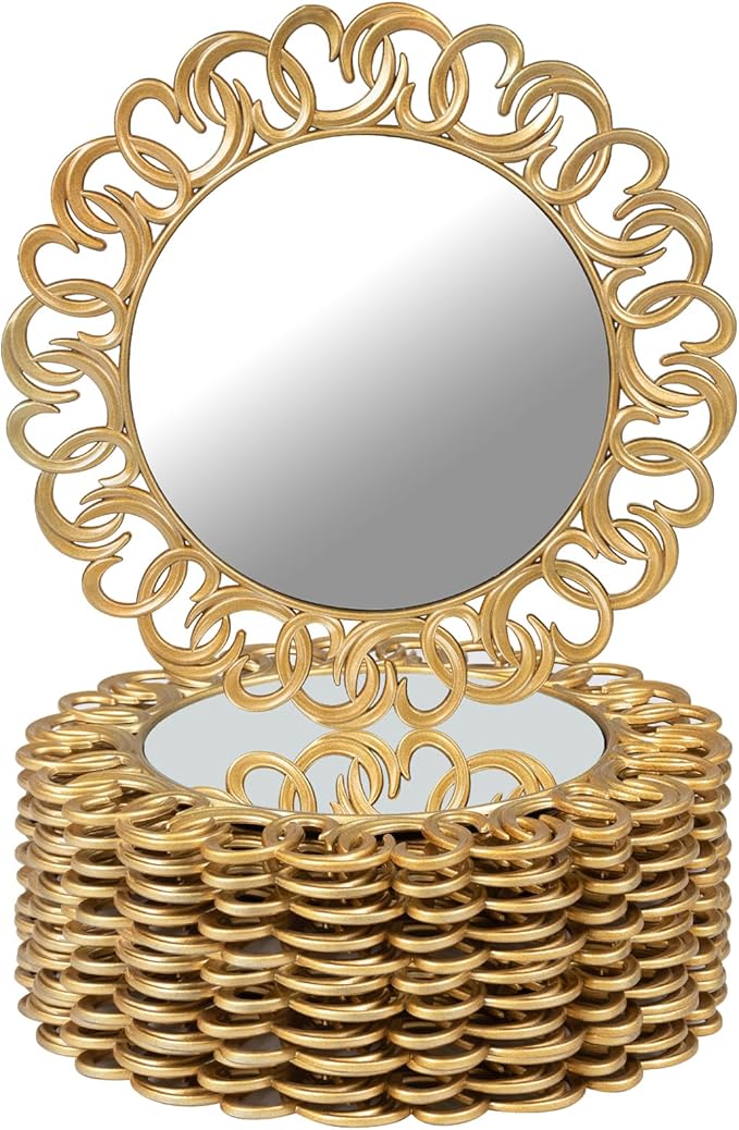 MAONAME 13" Gold Charger Plates Set of 12, Mirror Charger for Dinner Plates, Plastic Plate Chargers with Embossed Rims, Round Chargers for Table Setting, Wedding