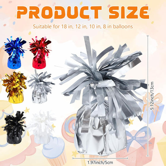 16 Pack Silver Balloon Weights Metallic Holder Anchors Balloon Holder Weights for for Birthday 2025 Graduation Party Christmas Wedding Celebration Decoration (Silver)