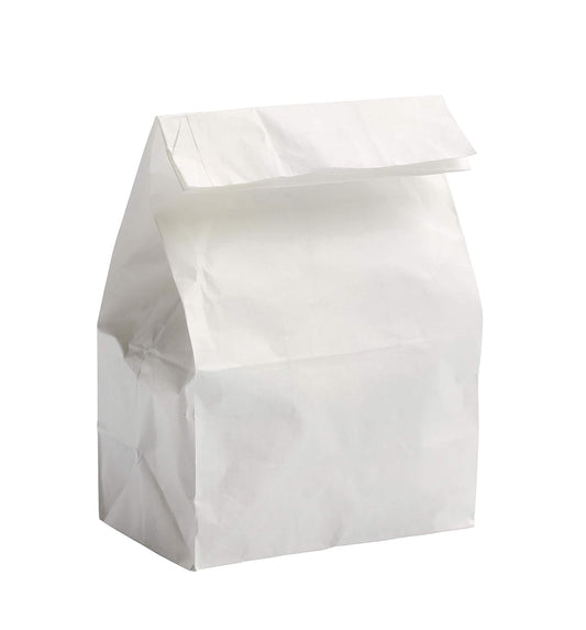 Concession Essentials - 4lb White Paper Bags - Pack of 200 Count - Includes 2 Bonus White Cotton Masks
