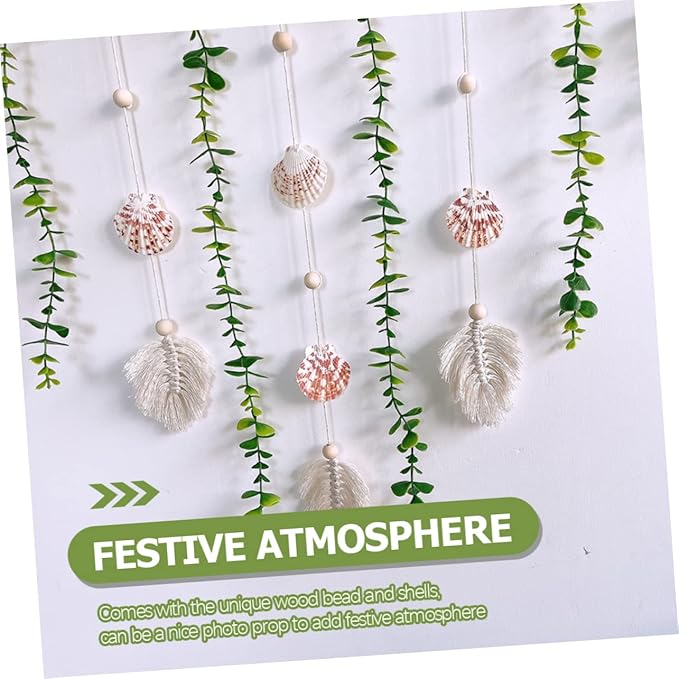 Wooden Bead Wall Garland Artificial Eucalyptus Leaves Rustic Home Decor for Bedroom and Weddings 1 Piece