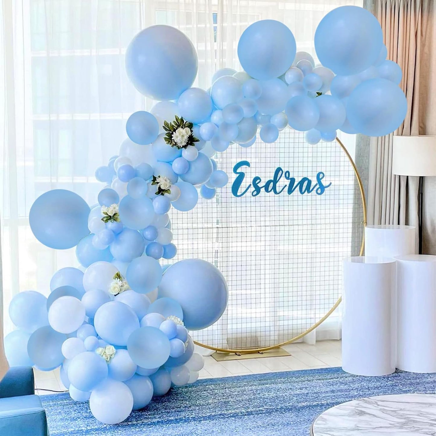 Labeol 151PCS Light Blue Balloons 18/12/10/5 Inch Blue Balloons Party Latex Balloons Garland Balloon Arch for Birthday Baby Shower Wedding Bachelorette Anniversary Halloween Decorations