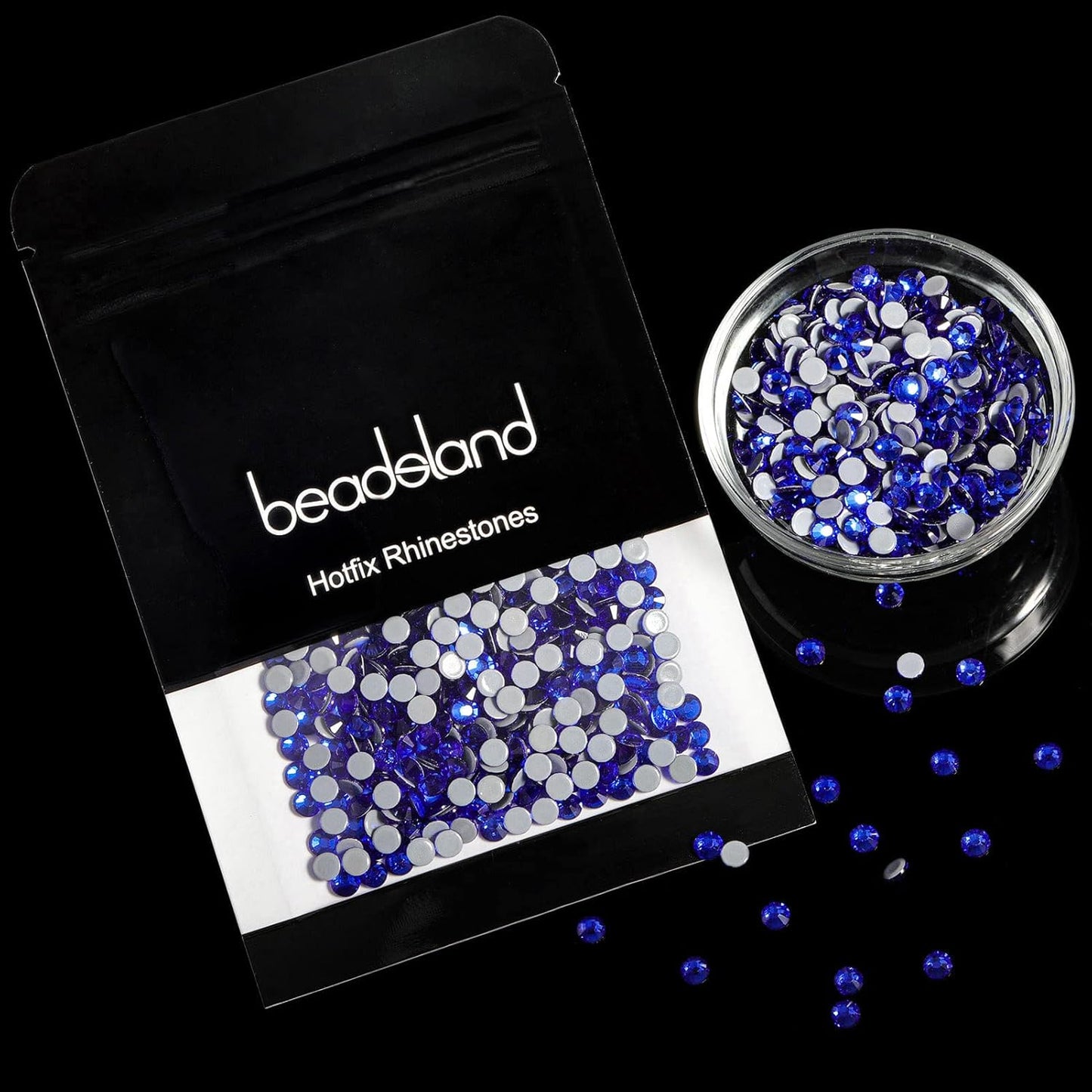 Beadsland Hotfix Rhinestones, 2880pcs Flatback Crystal Rhinestones for Crafts Clothes DIY Decorations, Sapphire, SS8, 2.3-2.5mm