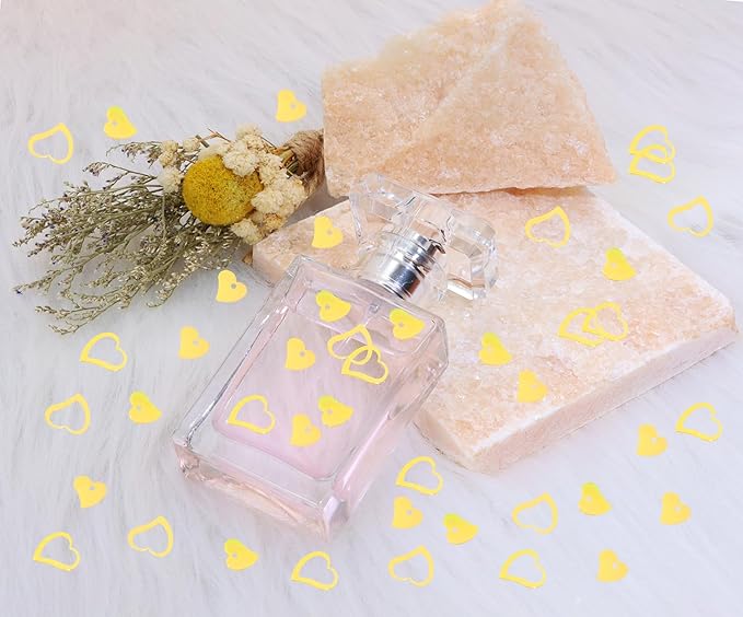 ONLYKXY 1200Pcs Love Heart Shaped Confetti, Table Wedding Decoration, Glitter Confetti for Wedding Party (Glitter Yellow)