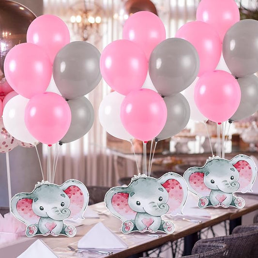 4 Sets Elephant Baby Shower Balloon Stand Kit for Tables Elephant with Balloon Centerpieces Party Decor for Girls 3D Table Decoration for Kids Party Baby Shower Photo Props Supplies
