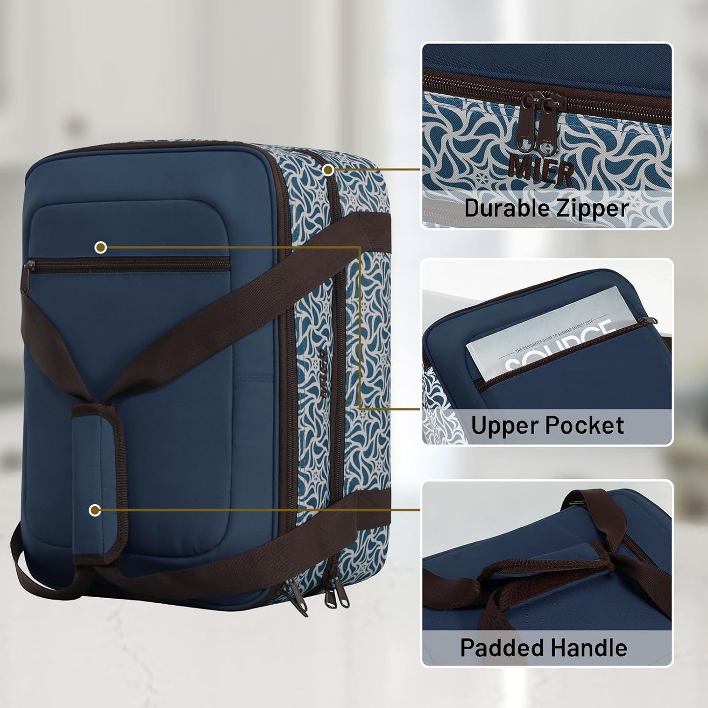 MIER Insulated Casserole Carrier Fits 9"x13" Baking Dishes/Foil Pans, Double Food Carriers Bag Thermal Holder for Hot or Cold Food Lasagna Lugger Potluck Parties Picnic Travel, Deep Blue