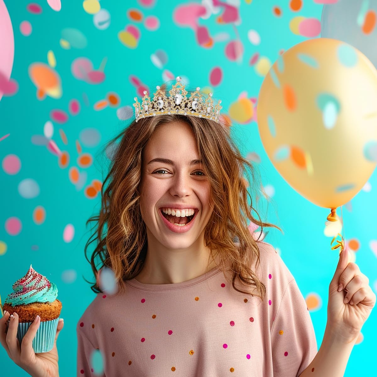 Birtthday Tiara Crown with Sash for Women Birthday Queen Party