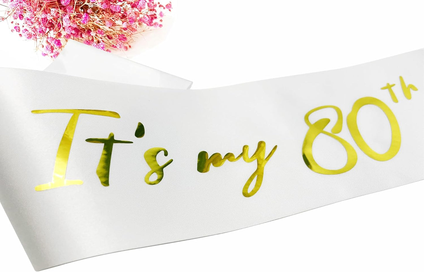 80th Birthday Sash, It's My 80th Birthday Sash White Gold, 80 Birthday Decorations Gifts for Women Men Happy 80th Birthday Party Favor Supplies