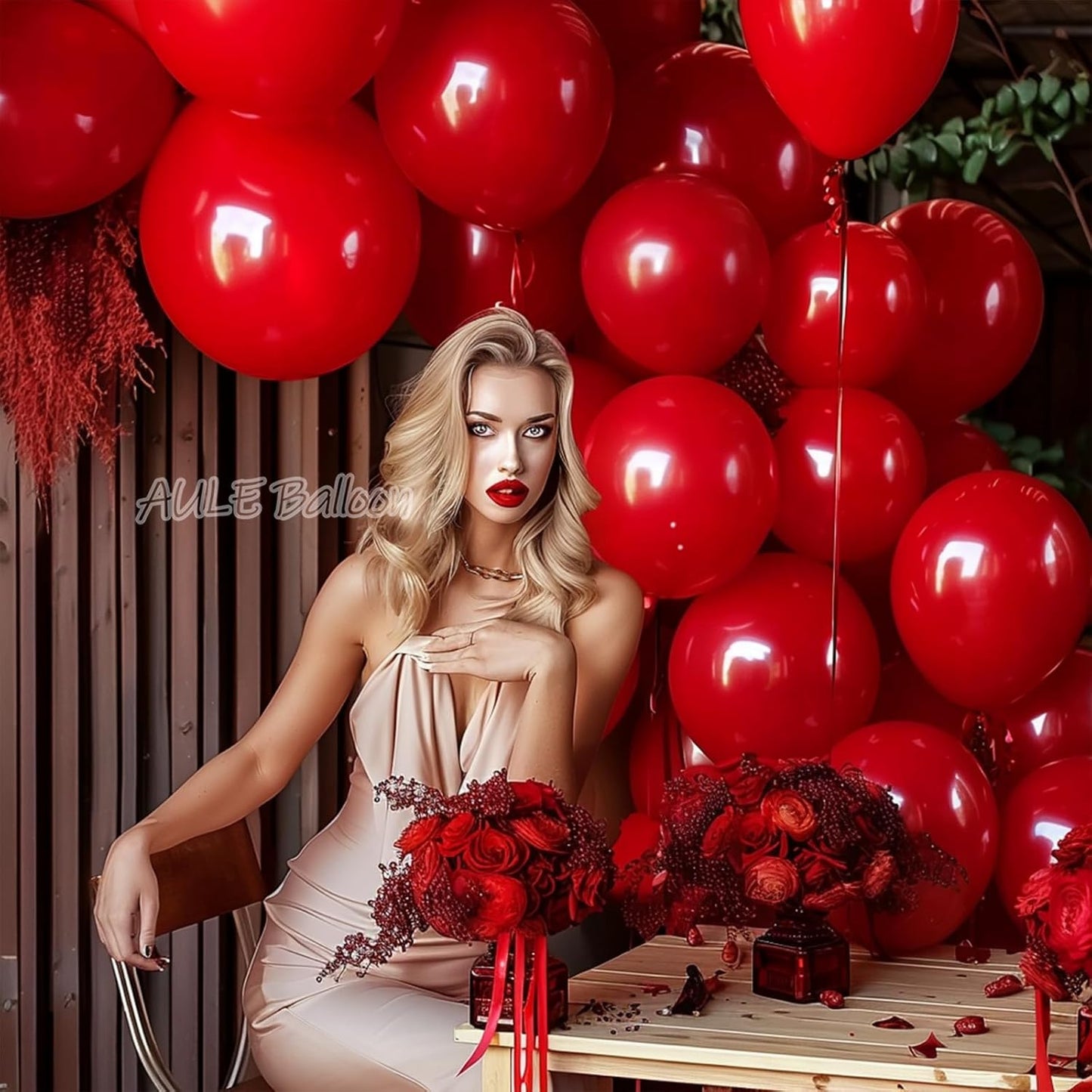 AULE Red Balloons 12 inch 50 Pcs Latex Balloons Helium Shiny Thicken Balloon Perfect Party Decoration for Wedding Birthday Baby Shower Graduation Carnival