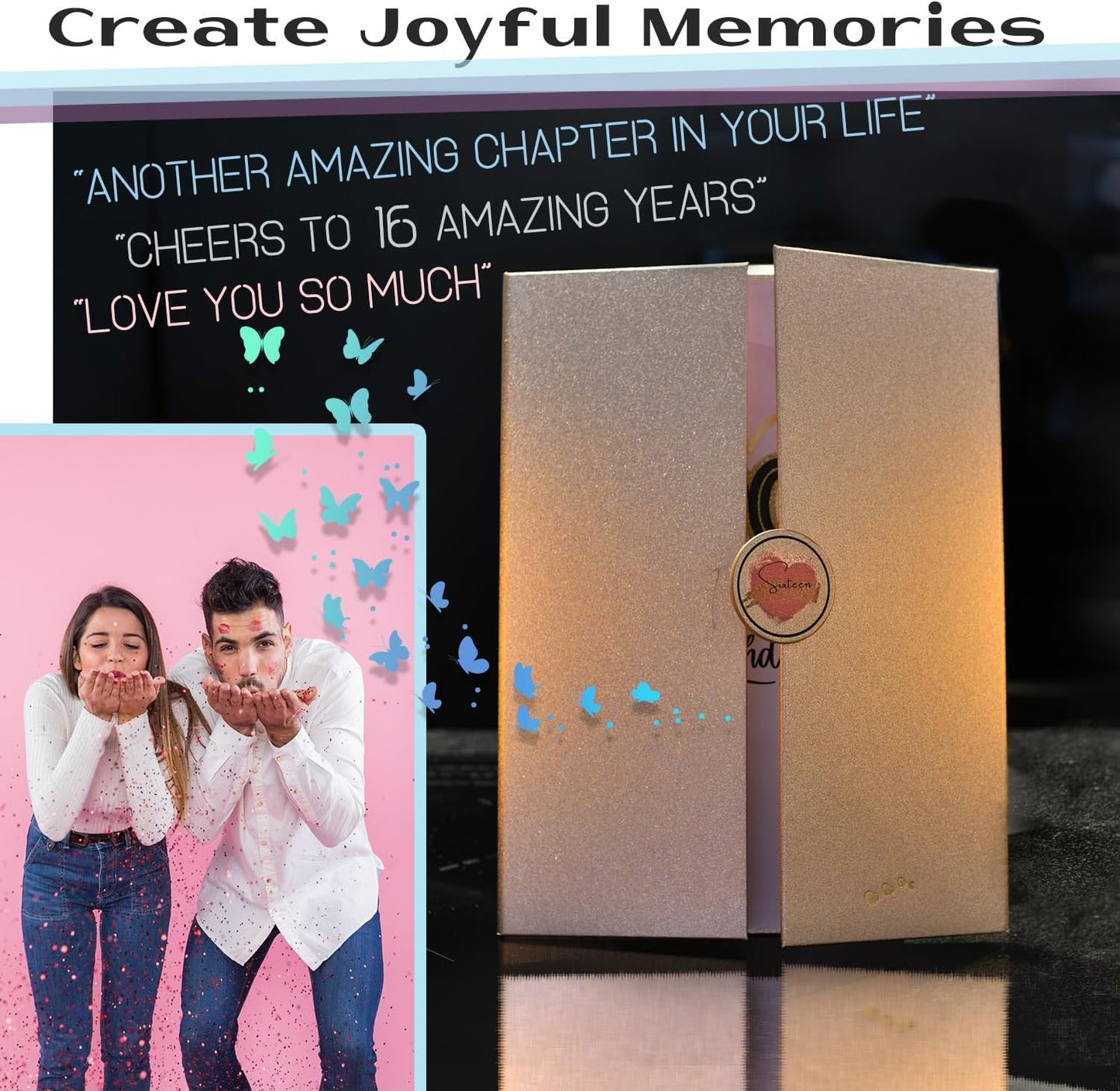 Sweet 16 Birthday Rose Gold Guest Book Party Decorations for Girls 12"x18" - 16 Years Guest Book Alternative - Sweet Sixteen Party Keepsake - Sign In Poster Card, 16th Birthday Gifts - No Pen