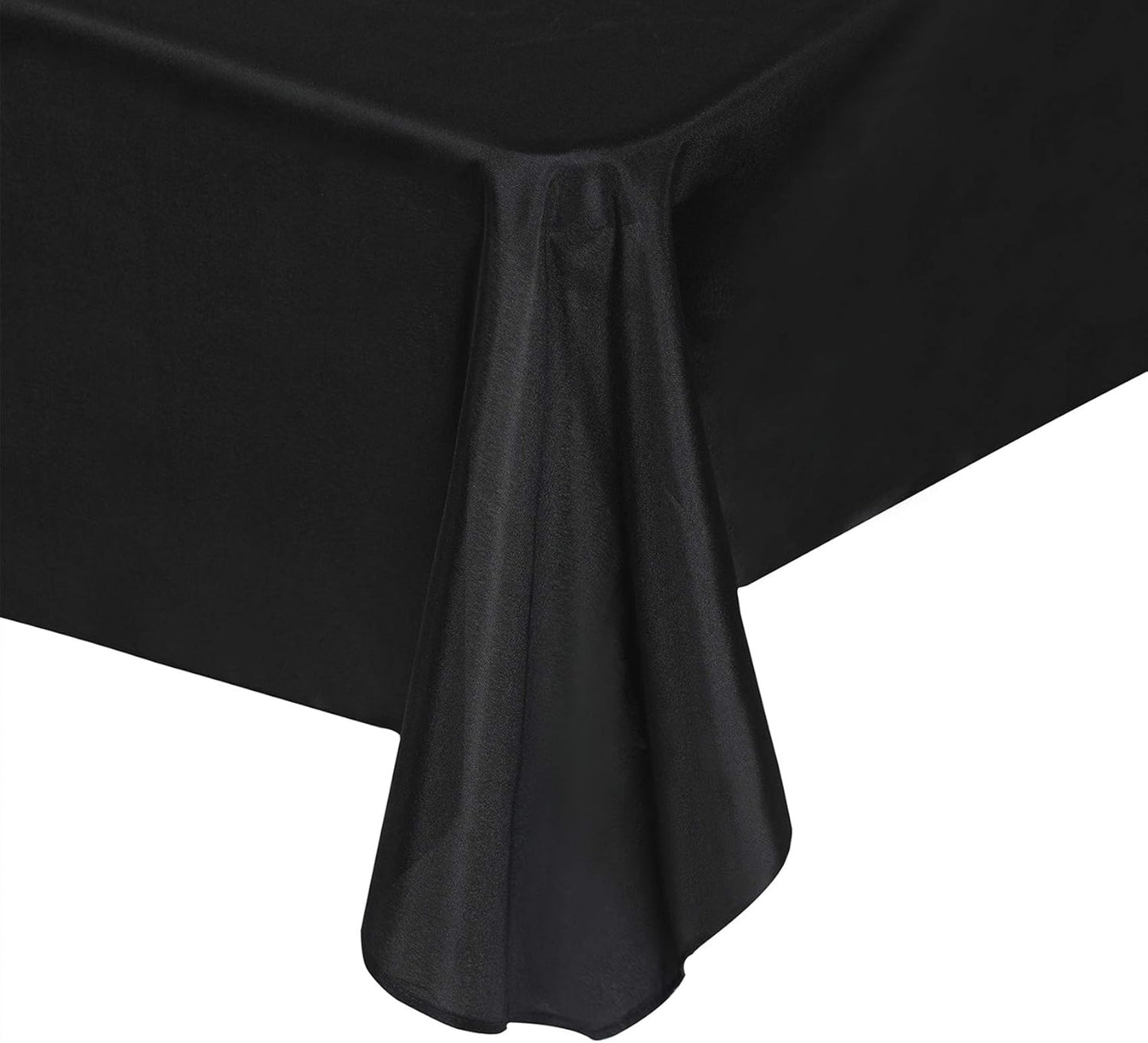 Rectangle Tablecloth 90x132 inch Washable Polyester Fabric Table Cloth for Wedding Party Dining Banquet Decoration（90x132, Black）