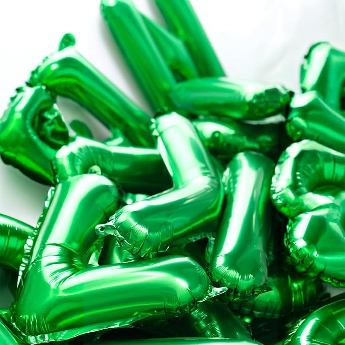 [52 PCS] 16" Foil Green Letter Balloons 2 Sets of A-Z, Mylar Aluminum Hanging Alphabet for Graduation New Year eve Birthday Party Decorations