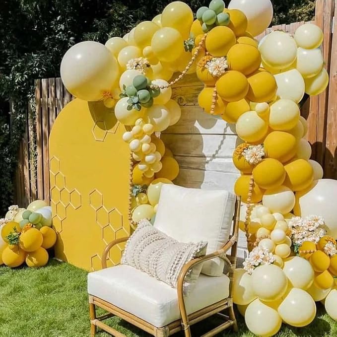 Yellow Gold Confetti Party Balloons, 50pcs12 inch Mustard Light Yellow Gold Latex Balloons for Birthday Wedding Bride Sunflower Theme Party Decoration