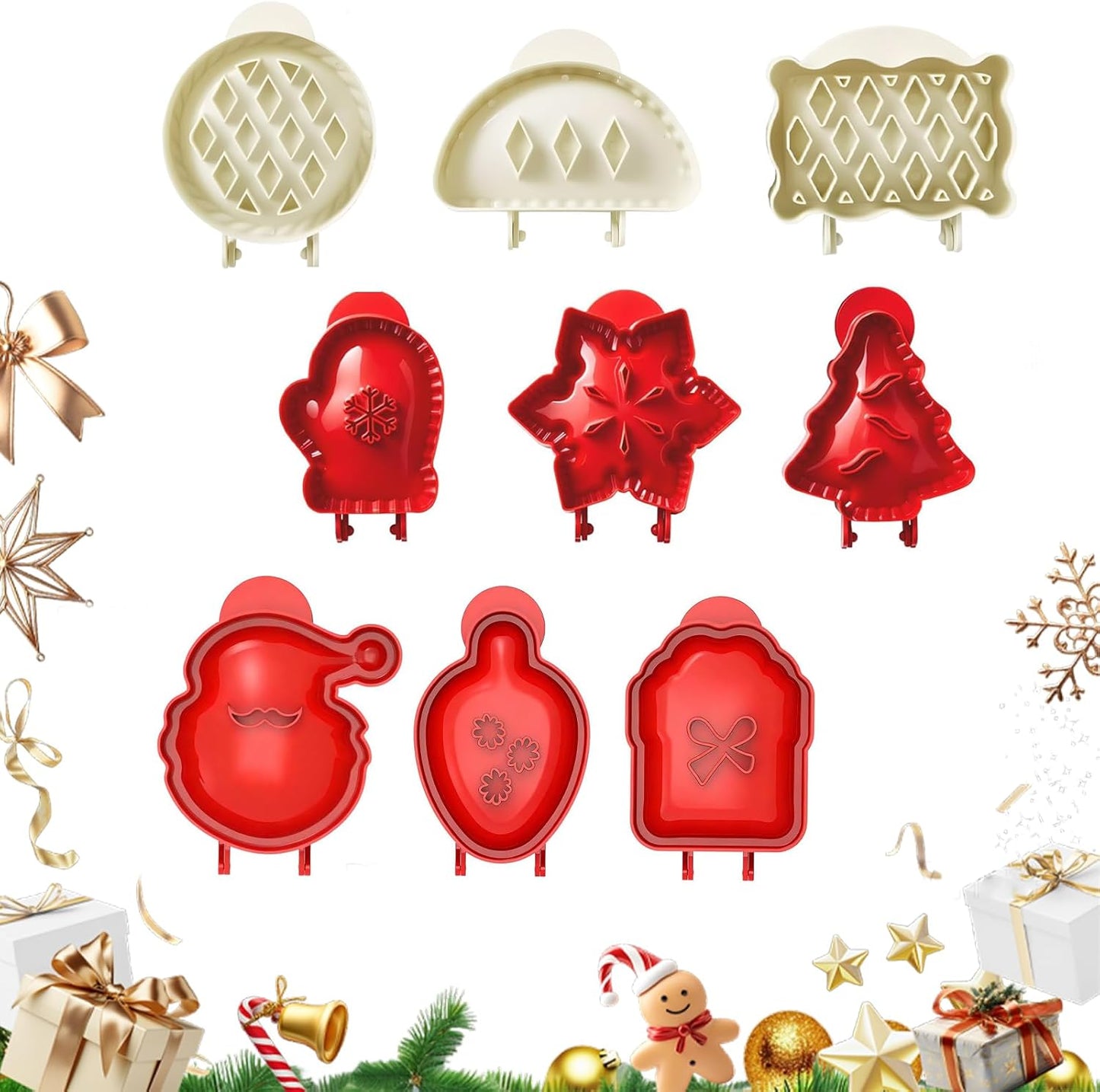 Holiday Mini Pie Mold, Hand Pie Press Molds Maker for Christmas Party Potluck Baking, Dough Presser Pies Molds for Fall, Thanksgiving & Christmas Festivals (9 Pcs-A)