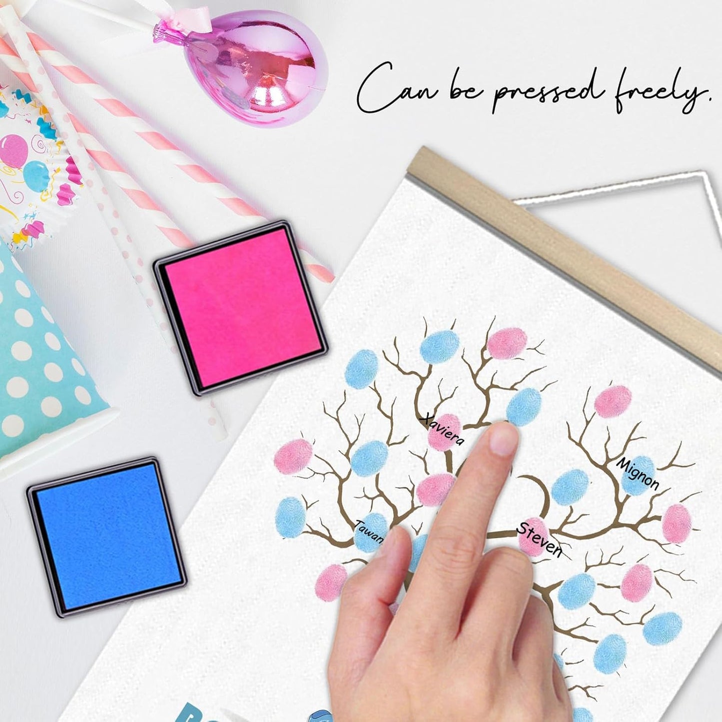 Gender Reveal Fingerprint Tree Boy or Girl Party Ideas, Special Meaningful Canvas Decoration, Baby Shower Party Supplies, Thumbprint Hanging Paintings(12x15in)