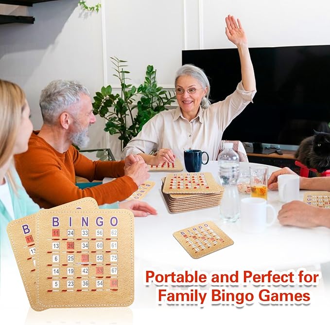 GSE Games & Sports Expert Shutter Bingo Cards, Finger-Tip Shutter Slide Bingo Cards, Easy-Read Large Print Bingo Cardboard with Sliding Windows
