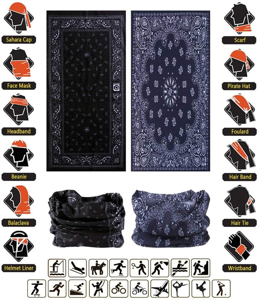 Headband Neck Gaiter Head Wrap Headwear Face Mask Magic Scarf Bandana for Men and Women
