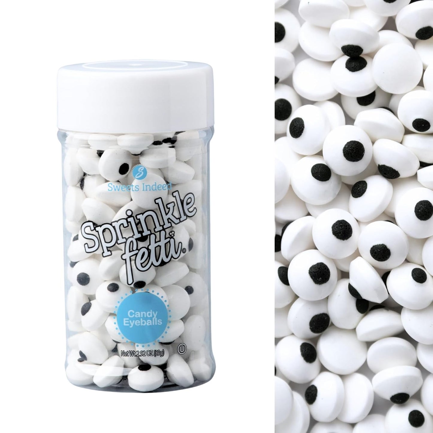 Sweets Indeed Bulk Candy Eyeballs, 200 Edible Eyes, Halloween Sprinkles, Perfect for Cake Decorations, Baking, Ice Cream, Cookies, Cupcake Topper, 2.92 ounces