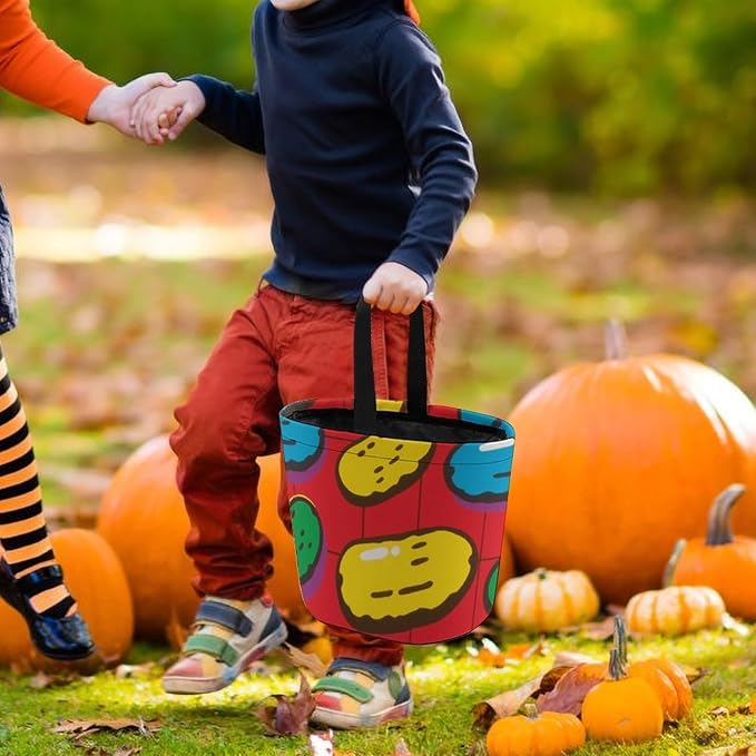 Halloween Candy Bucket - Dill Pickles Print Trick Or Treat Candy Bag, Gift Bag for Party Favor Supplies