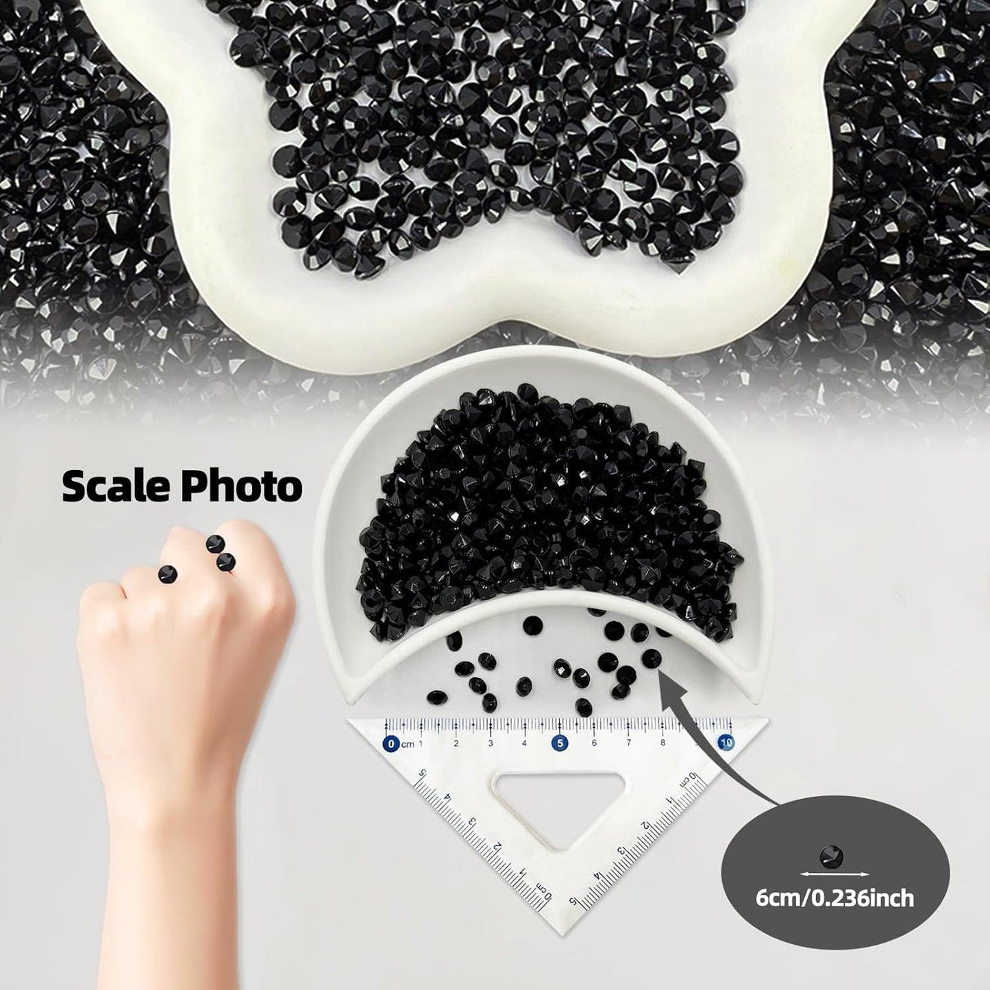 5000 pcs/Pack Wedding Table Scatter Confetti Crystals Acrylic Diamonds 6 mm Rhinestones for Wedding, Bridal Shower, Vase Beads Decorations (6mm, Black)