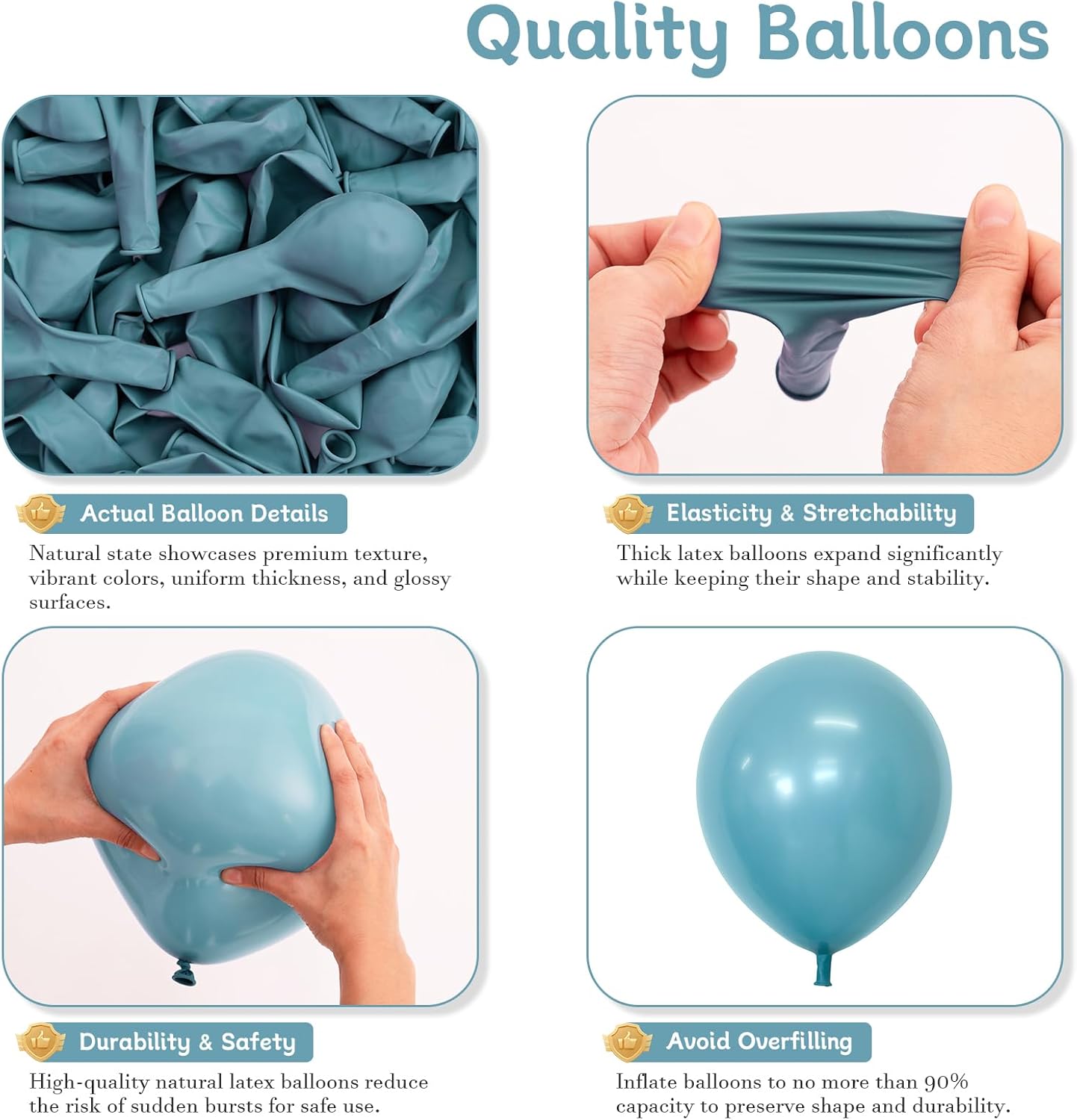 Dusty Blue Balloons, 125 PCS Assorted Sizes 18 inch, 12 inch, 10 inch, 5 inch - Great for Birthday Party, Wedding, Bridal Shower, Holiday Decorations and Balloon Garland Arches
