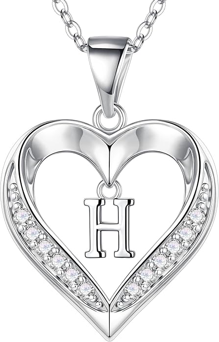 TURANDOSS Valentines Day Gifts for Kids Teen Girls - Heart Initial Necklaces, Dainty 14K Gold Plated CZ Heart Letter A-Z Pendant Necklace Trendy Jewelry Valentines Day Gifts for Wife Girlfriend