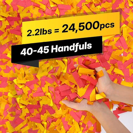 Red & Gold Confetti Paper - BULK 2.2lbs | 1kg, Biodegradable Tissue Paper, Rainbow Light Weight, Non-Staining Paper, for Events, Crafts, Decorations