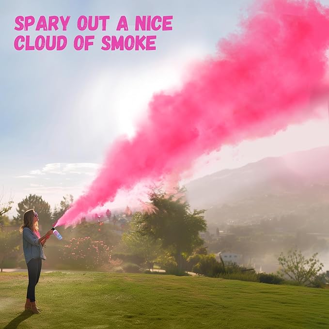 POPUPARTY Pink Gender Reveal Fire Extinguisher 2 Packs, Gender Reveal Smoke Bombs with 100% Biodegradable for Baby Girl Gender Reveal Decorations, Party Supplies