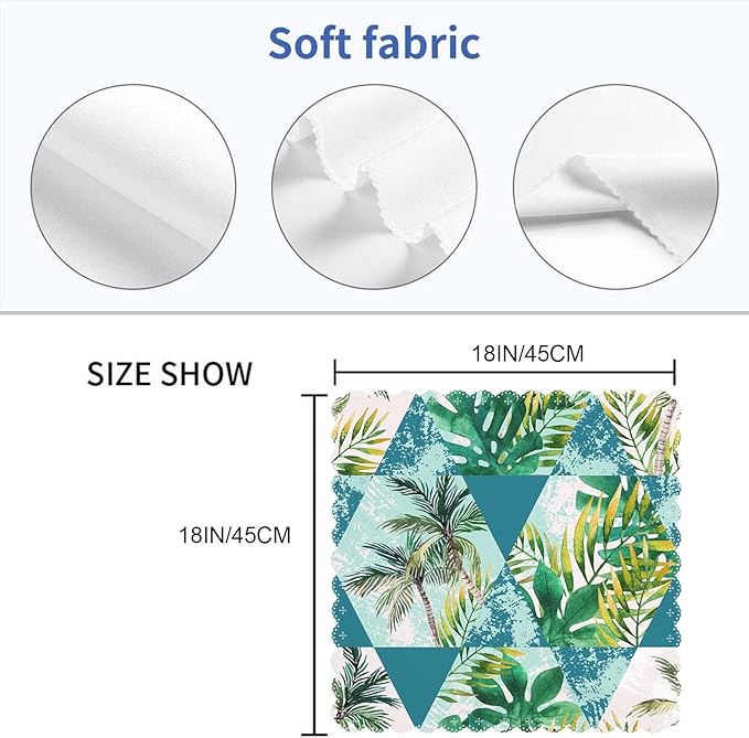 Yibeas Geometric Shapes Palm Trees Cloth Napkins Set of 4 Soft Watercolor Tropical Leaves Hexagon and Triangle Washable and Reusable Dinner Napkins for Weddings Parties 18 x 18 inch