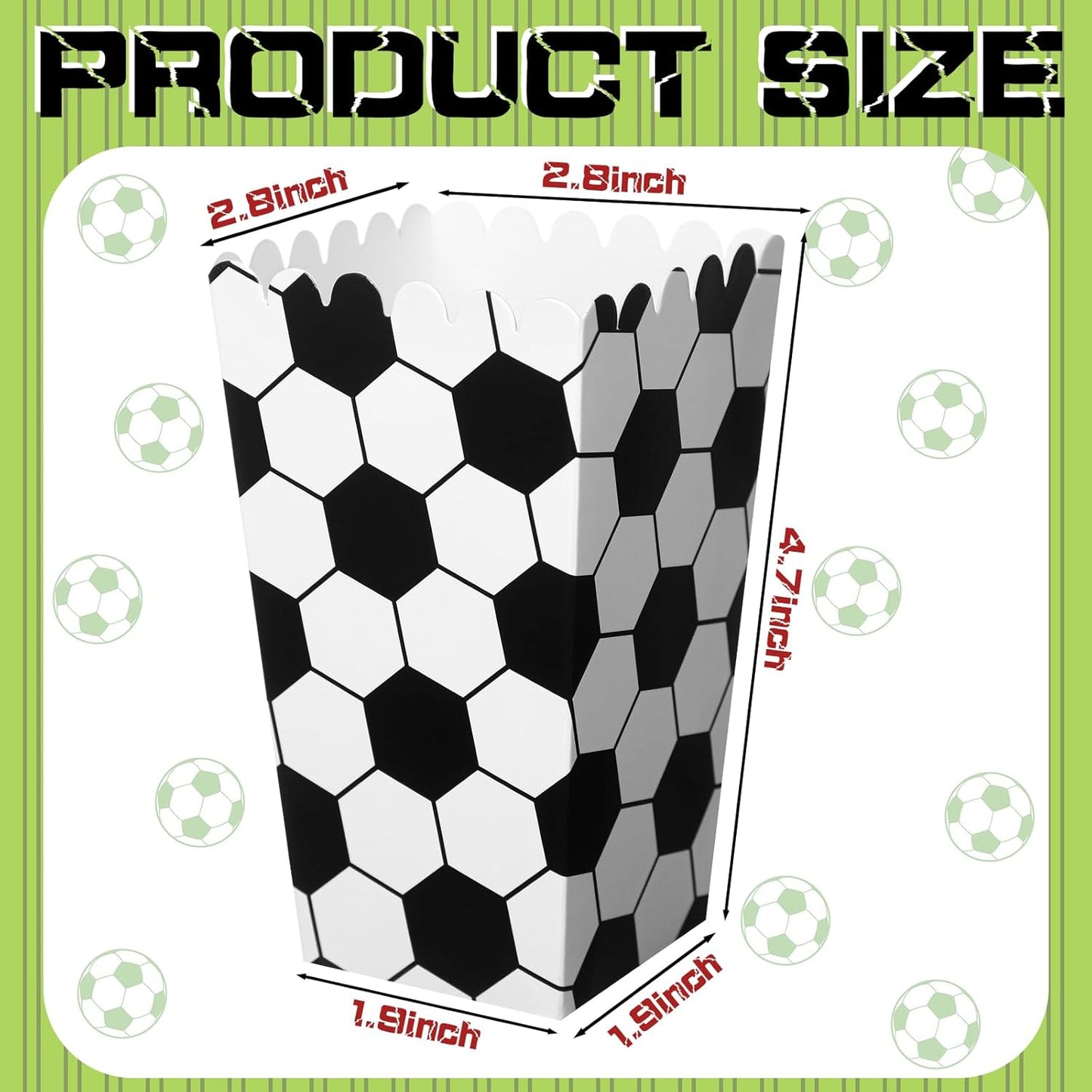 Funtery 24 Pcs Party Popcorn Boxes Popcorn Bags Buckets Container Holder Sport Party Favors for Sport Supplies Decorations(Soccer)