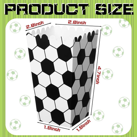 Funtery 24 Pcs Party Popcorn Boxes Popcorn Bags Buckets Container Holder Sport Party Favors for Sport Supplies Decorations(Soccer)