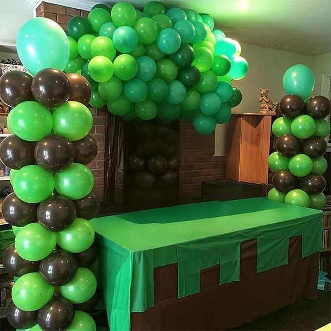 Green and Brown Balloons 60 Pcs Black Dark Emerald Camouflage Hunter Forest Lime Metallic Green Coffee Party Balloon for Camping Game Jungle Safari Camo Birthday Baby Shower Army Party Decor