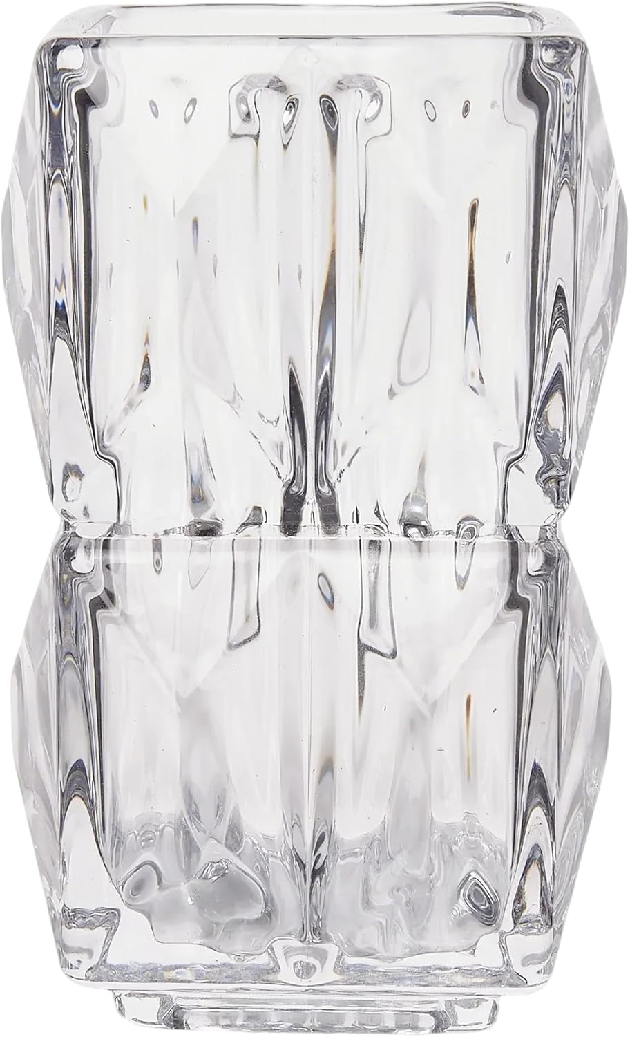 VECELO Crystal Glass Vase - Textured Clear Flower Vase for Fresh Flowers & Hydroponic Plants, Modern Decorative Centerpiece for Dining Table, Coffee Table & Home Décor, 7.28 Inches