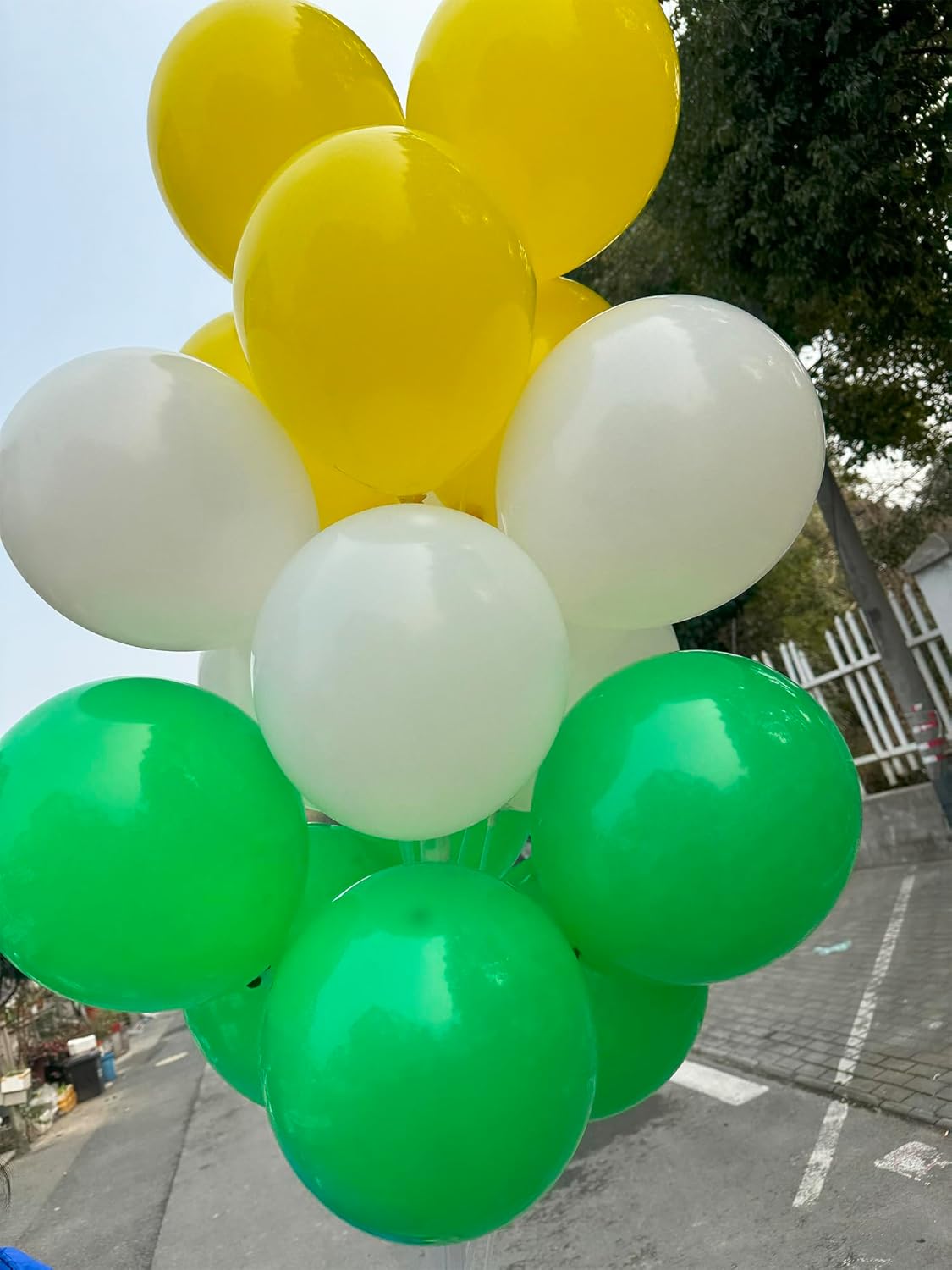 60 Pcs 12 Inch Latex Balloons Green/White/Yellow | Spring & Summer Decor | St. Patrick's Day, Graduation, Kids Birthday, Wedding, Baby Shower Party Balloons
