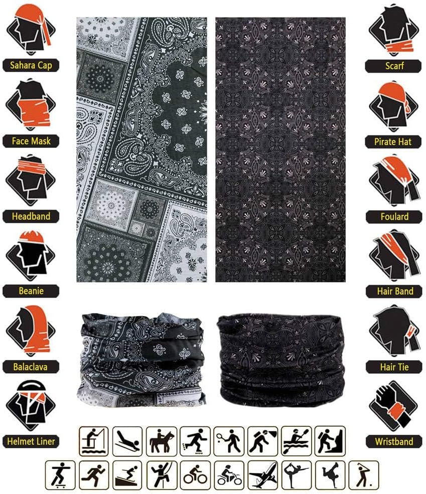 Headband Neck Gaiter Head Wrap Headwear Face Mask Magic Scarf Bandana for Men and Women