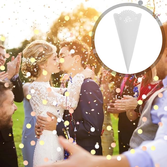 20PCS Transparent Hollow Confetti Holders, Flower Confetti Paper, Petal Cones Cone Stand, Craft Paper Petal s for Weddings and Parties, Perfect for Candy Buffets and Flower s