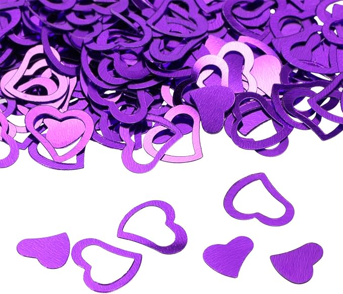 ONLYKXY 1200Pcs Love Heart Shaped Confetti, Table Wedding Decoration, Glitter Confetti for Wedding Party (Purple)