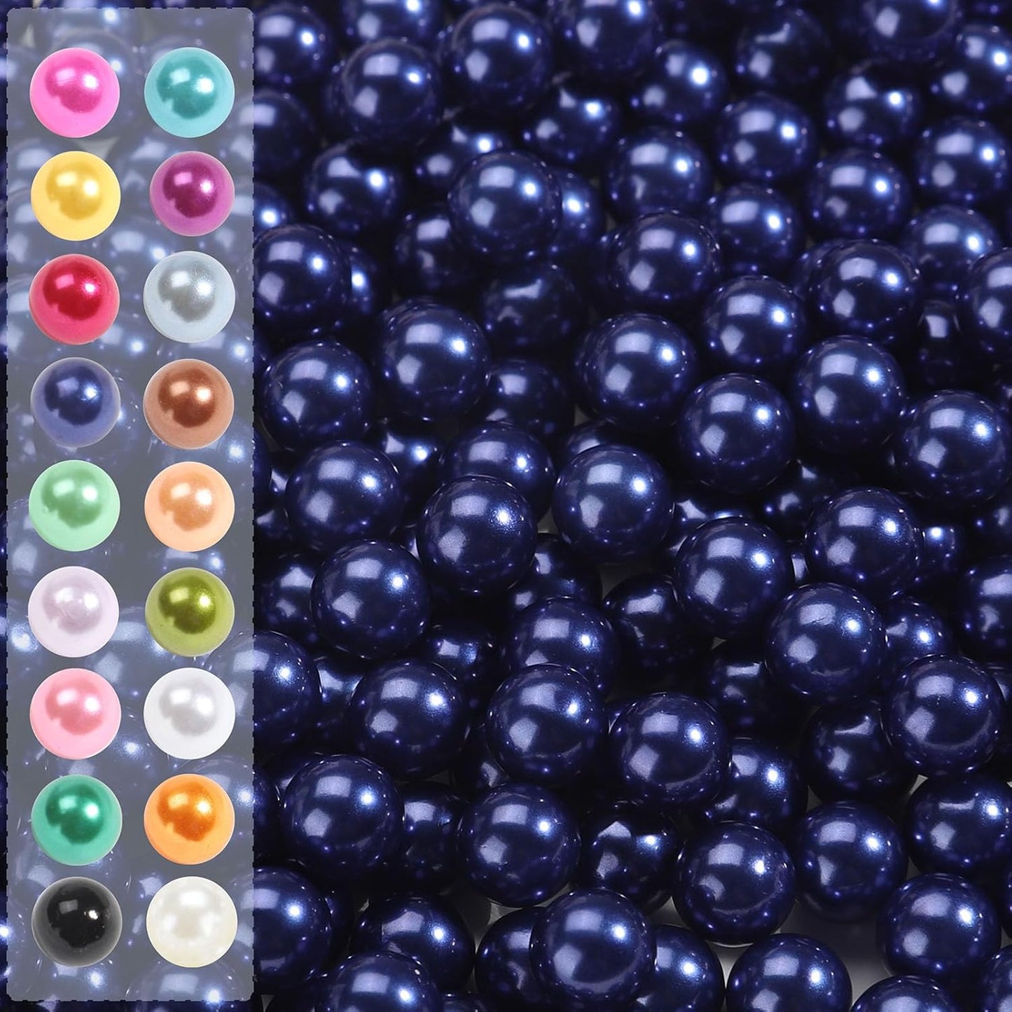980pcs Undrilled Holeless ABS Faux Pearl Beads for Vase fillers, No Hole Round Pearls for Cosmetic Boxes, DIY Parts, Table Scatter, Wedding, Birthday Party Home Decorating (Royal Blue, 8mm)
