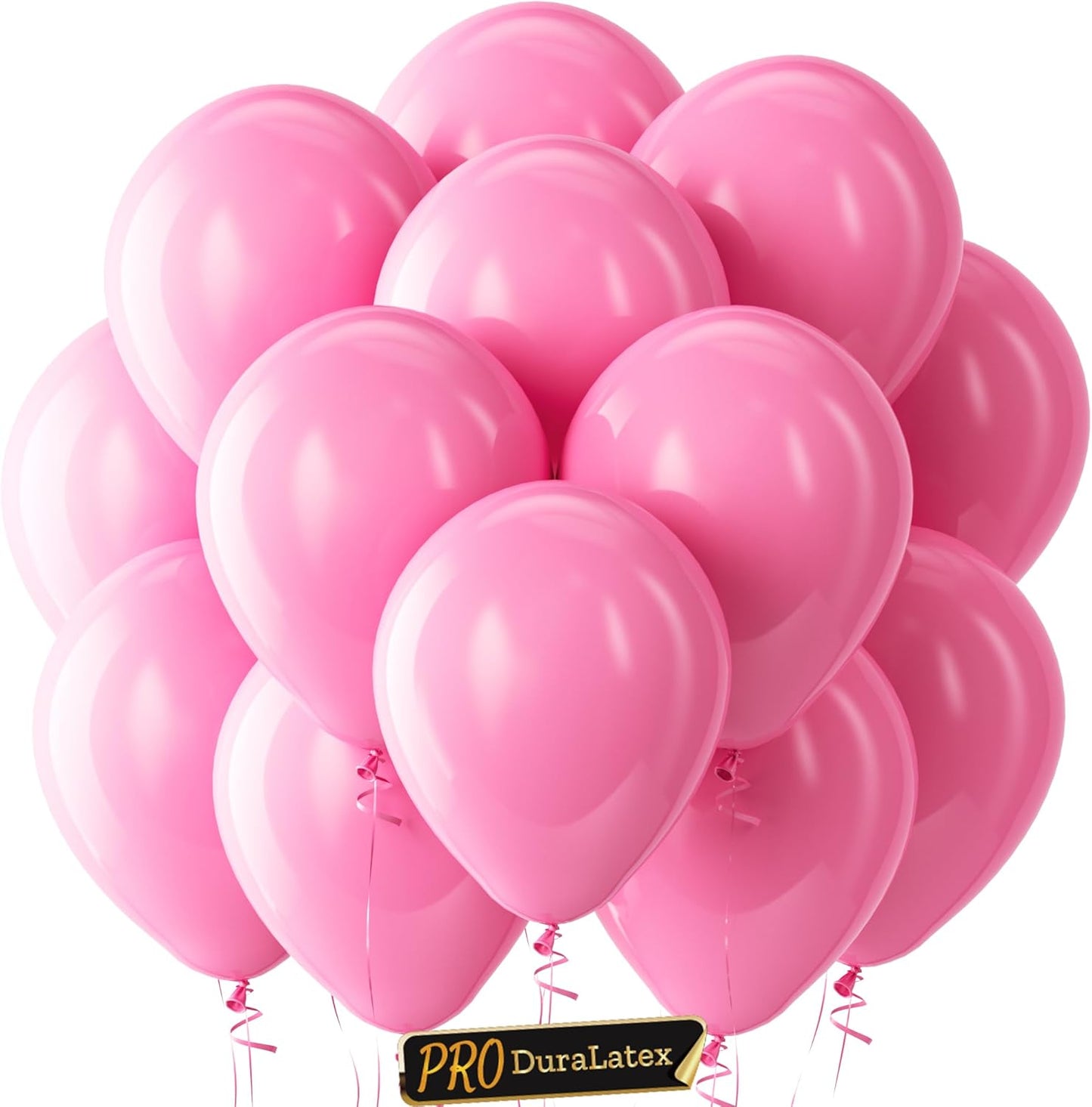 Bezente Pro Duralatex Pink Balloons - 100 Pack 12 inch Extra-Thick Pink Balloons for Long-Lasting Professional Party Decorations, Large Birthday Wedding Gender Reveal Baby Shower