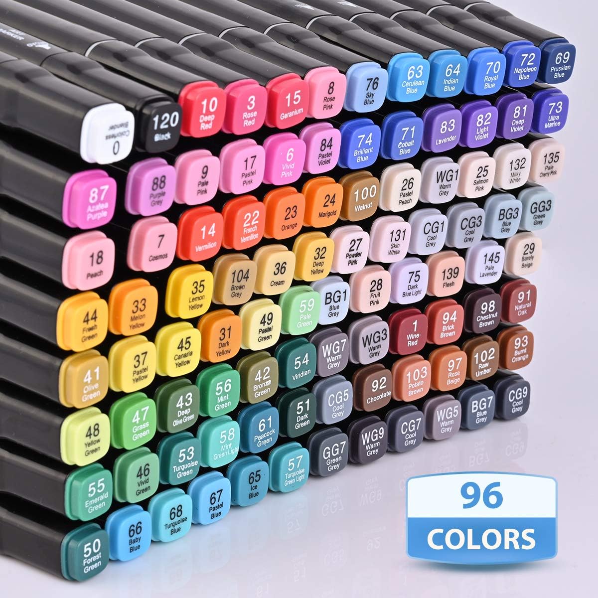 Dabo&Shobo 96 Color Alcohol Marker Pen, Bright Permanent Markers For Coloring, Markers For Adults Coloring Book, Wide Chisel And Fine Tip, Dual Tip Design Equipped with Black Suitcase