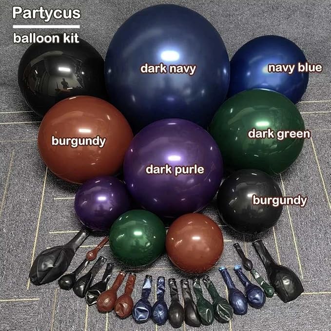Halloween Balloon Arch Double Stuffed, Dark Green Navy Blue Burgundy Purple Black Balloon Garland Kit for Halloween Birthday Witch Gothic Spooky Magic Party Decoration