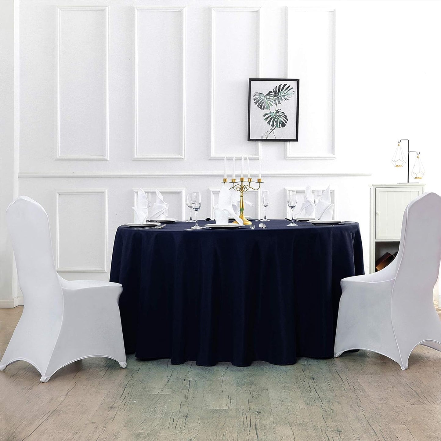 90 inch Round Tablecloth Washable Polyester Table Cloth Decorative Table Cover for Wedding Party Dining Banquet（90 inch,Navy）