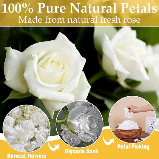 500+Pcs Dried Real White Rose Petals, Freeze Preserved Flower Petals 4.59oz for Valentine's Day Gifts Wedding Party Decor, Flower Girl, Dinner table Centerpieces, Bridal Shower, Flower Confetti 130g
