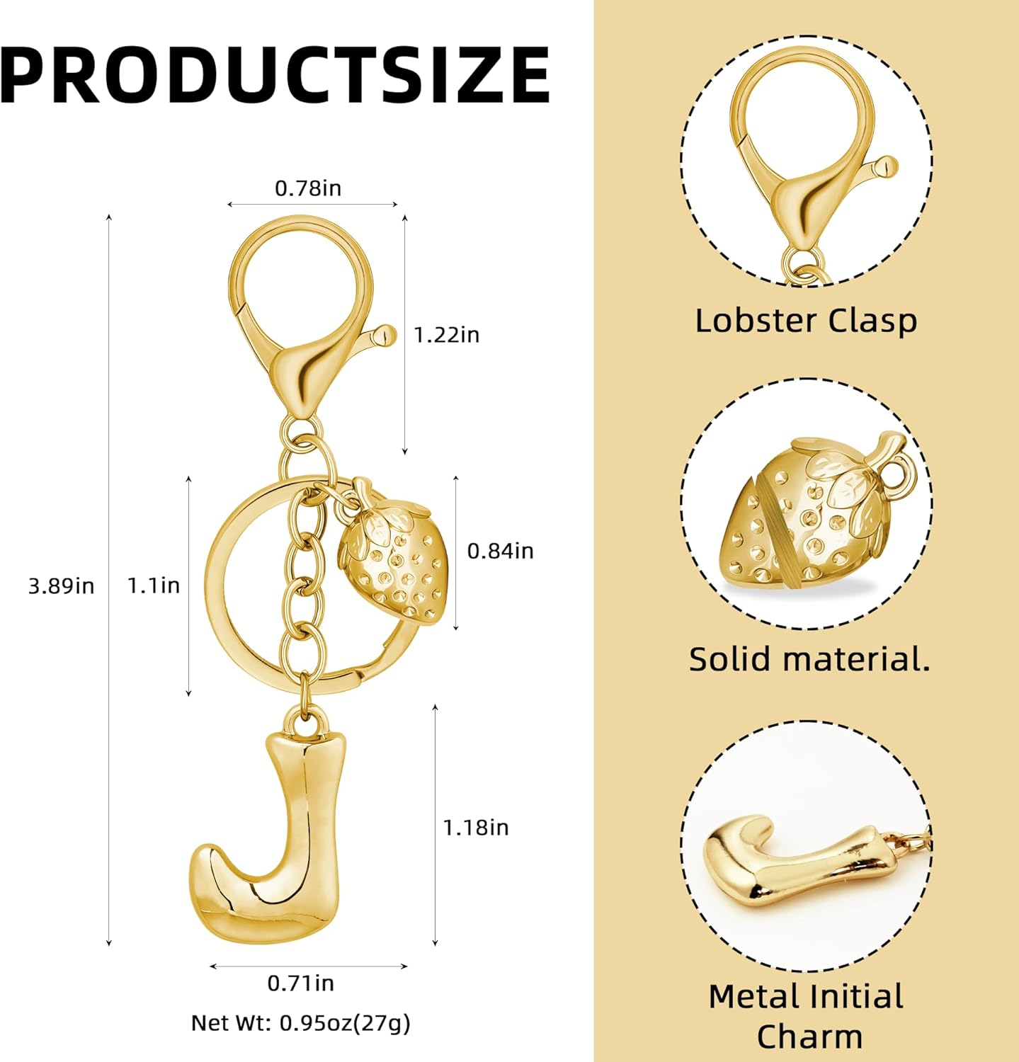 Gold Bubble Heart Initial Bag Charms for Handbags – Cute Initial Letter Keychain for Women, Purse Charms, Gold Gift