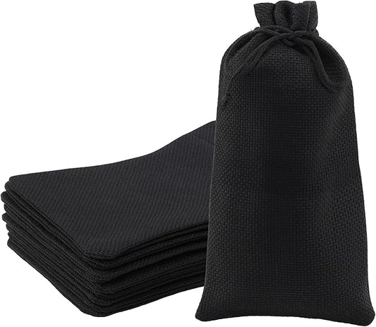 Mandala Crafts 9X12 Inch Black Burlap Drawstring Gift Bags for Favors - 20 Large Linen Sacks Gift Pouches for Candy, Coffee, Jewelry, Wedding, and Party Supplies