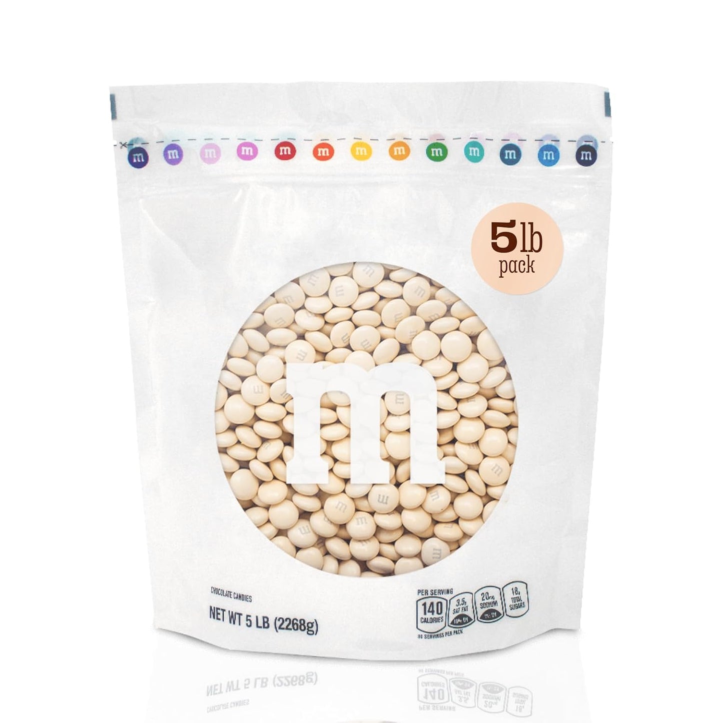 M&M’S WORLD Cream Milk Chocolate Candy - 5lbs of Chocolate Candy Bulk in a Resealable Pack, For Weddings, Graduations, Birthday Party Favors, Desserts & More
